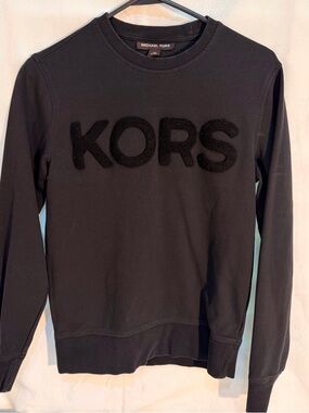Michael Kors Black Crewneck Sweatshirt with Raised KORS Logo XS T0026